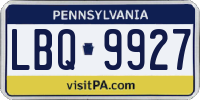 PA license plate LBQ9927