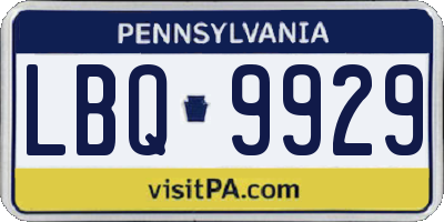 PA license plate LBQ9929