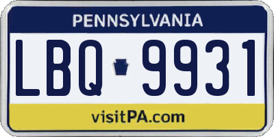 PA license plate LBQ9931