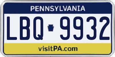 PA license plate LBQ9932