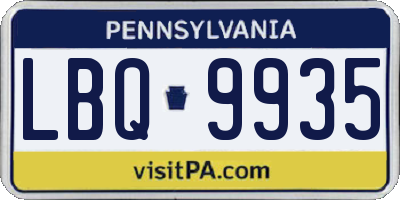 PA license plate LBQ9935