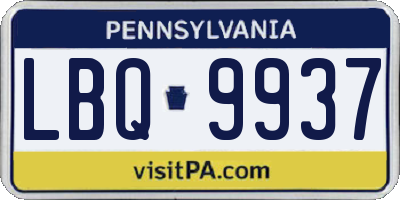 PA license plate LBQ9937