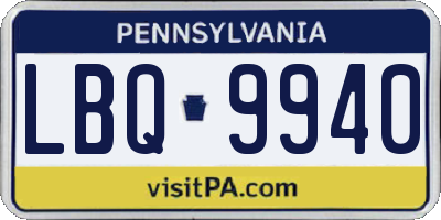 PA license plate LBQ9940