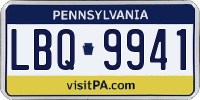 PA license plate LBQ9941