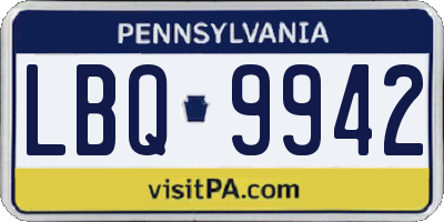 PA license plate LBQ9942