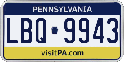 PA license plate LBQ9943