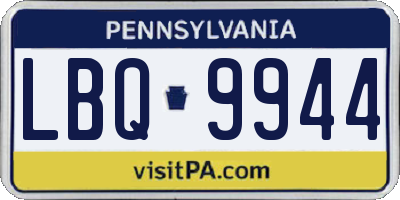 PA license plate LBQ9944