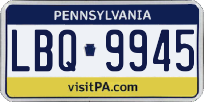 PA license plate LBQ9945