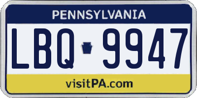 PA license plate LBQ9947