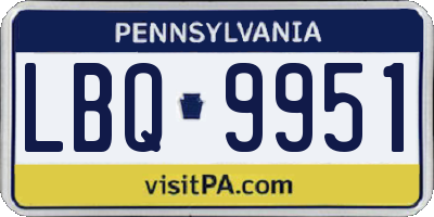 PA license plate LBQ9951