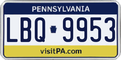 PA license plate LBQ9953