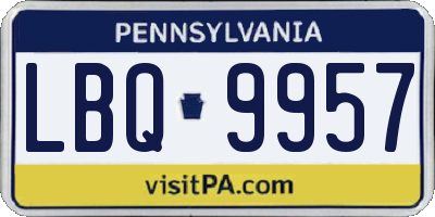 PA license plate LBQ9957