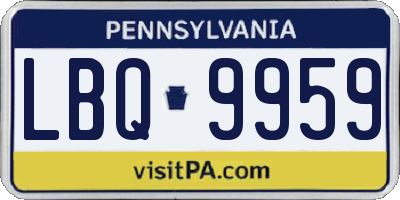 PA license plate LBQ9959