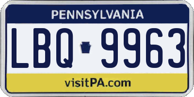 PA license plate LBQ9963