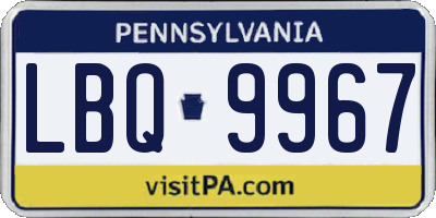 PA license plate LBQ9967