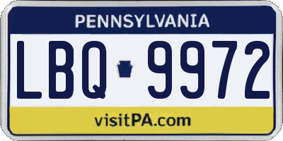 PA license plate LBQ9972