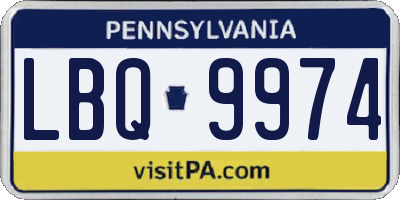 PA license plate LBQ9974