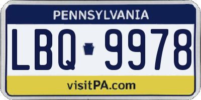 PA license plate LBQ9978