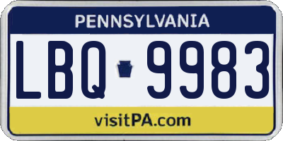 PA license plate LBQ9983