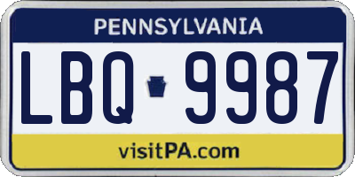 PA license plate LBQ9987