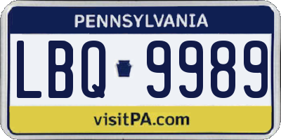 PA license plate LBQ9989