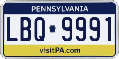 PA license plate LBQ9991