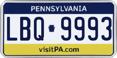 PA license plate LBQ9993