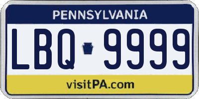 PA license plate LBQ9999