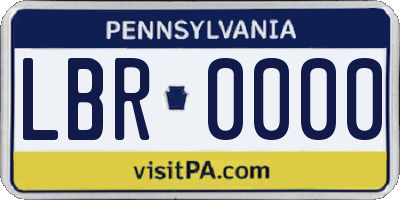 PA license plate LBR0000