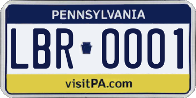 PA license plate LBR0001