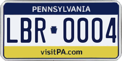 PA license plate LBR0004