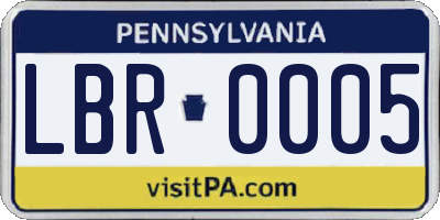 PA license plate LBR0005
