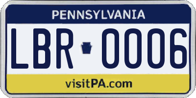 PA license plate LBR0006