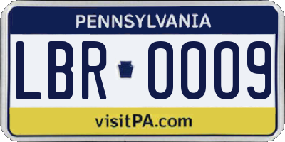 PA license plate LBR0009