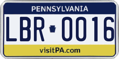 PA license plate LBR0016