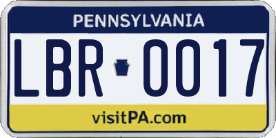 PA license plate LBR0017