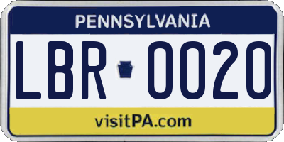 PA license plate LBR0020