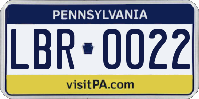 PA license plate LBR0022