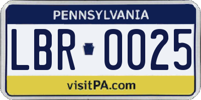 PA license plate LBR0025