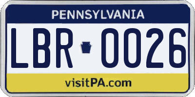 PA license plate LBR0026