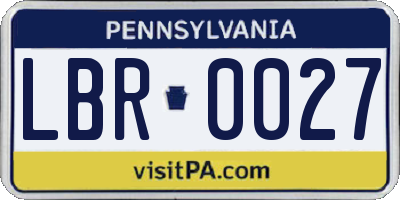 PA license plate LBR0027