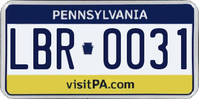PA license plate LBR0031