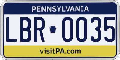 PA license plate LBR0035
