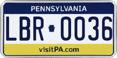 PA license plate LBR0036