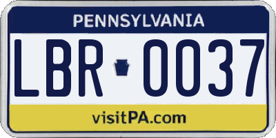 PA license plate LBR0037