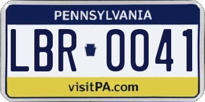 PA license plate LBR0041