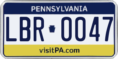 PA license plate LBR0047