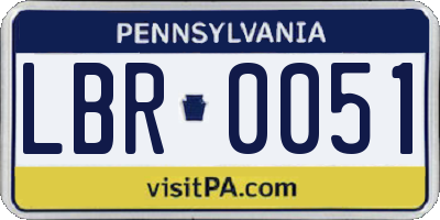 PA license plate LBR0051