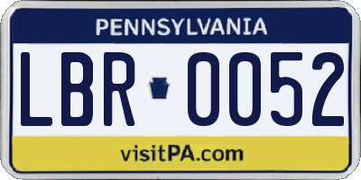 PA license plate LBR0052