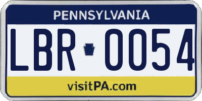 PA license plate LBR0054